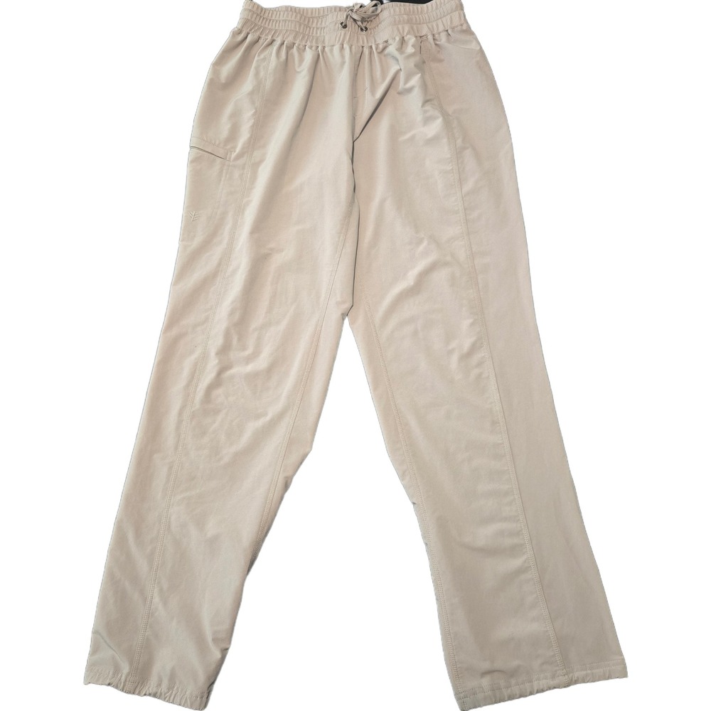 Coolibar Mens UPF 50+ Sun Protection Pants Beige Elastic Waist Large Outdoors